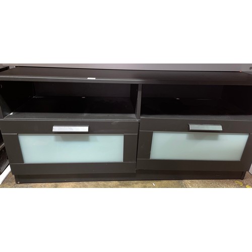 160 - BLACK TWO BASE DRAWER MEDIA STAND