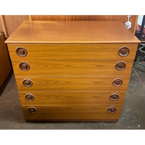 99 - 1970S TEAK EFFECT FIVE DRAWER CHEST