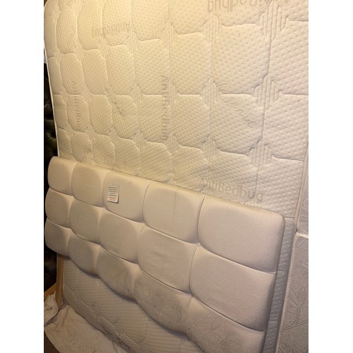 121 - DOUBLE DIVAN ANTI BUG BED WITH BUTTON PADDED HEAD BOARD