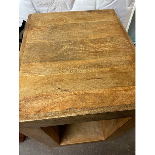 140 - MANGO WOOD SQUARE SECTION LAMP TABLE