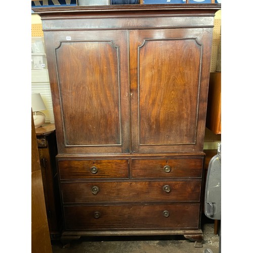 111 - GEORGE III MAHOGANY LINEN PRESS CHEST