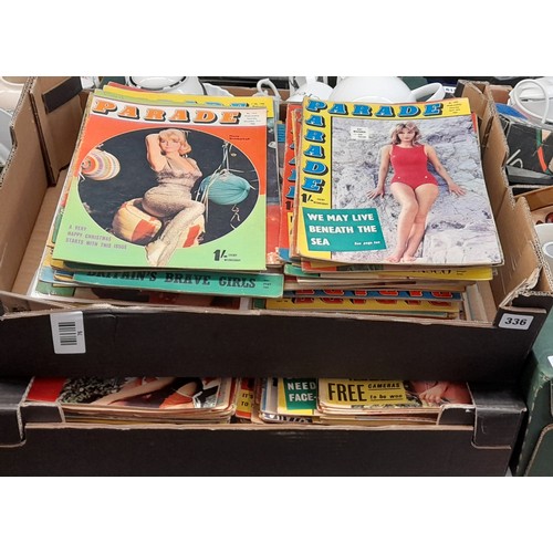 336 - TWO CRATES OF VINTAGE 1960S GENTLEMANS MAGAZINES PARADE MAINLY