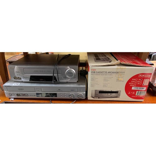 170 - SAMSUNG DVD RECORDER, SHARP VHS RECORDER, AND A ION USN CASSETTE ARCHIVER TAPE MACHINE