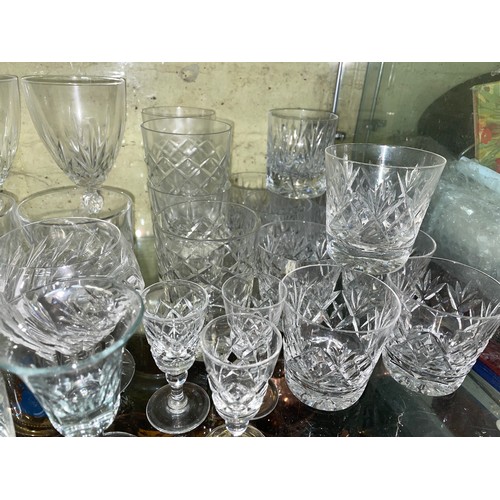 304 - SET OF SIX QUALITY CUT GLASS CHAMPAGNE GLASSES, TUMBLERS BY DOULTON AND OTHERS