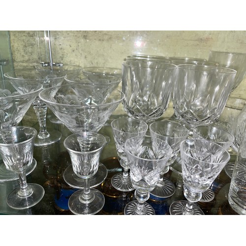 304 - SET OF SIX QUALITY CUT GLASS CHAMPAGNE GLASSES, TUMBLERS BY DOULTON AND OTHERS