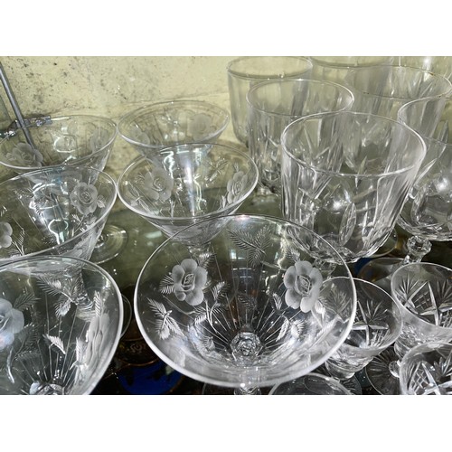 304 - SET OF SIX QUALITY CUT GLASS CHAMPAGNE GLASSES, TUMBLERS BY DOULTON AND OTHERS