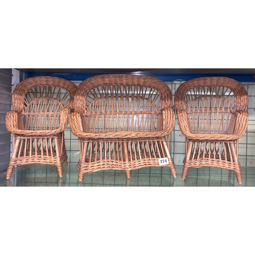 274 - MINIATURE DOLLS WICKER WORK CONSERVATORY SET