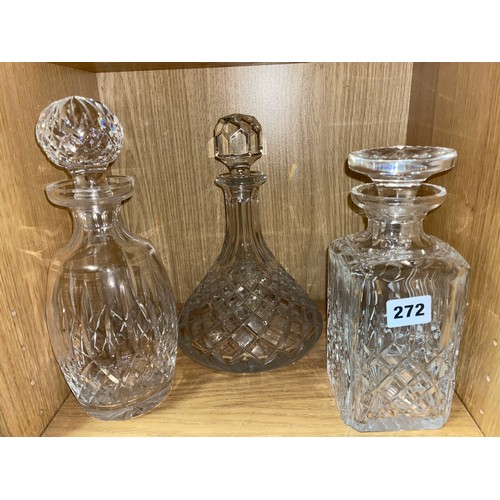 272 - SHIPS MALLET AND SQUARE SECTION DECANTERS