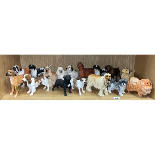 263 - TWO SHELVES OF LEONARDO COLLECTION DOG FIGURES