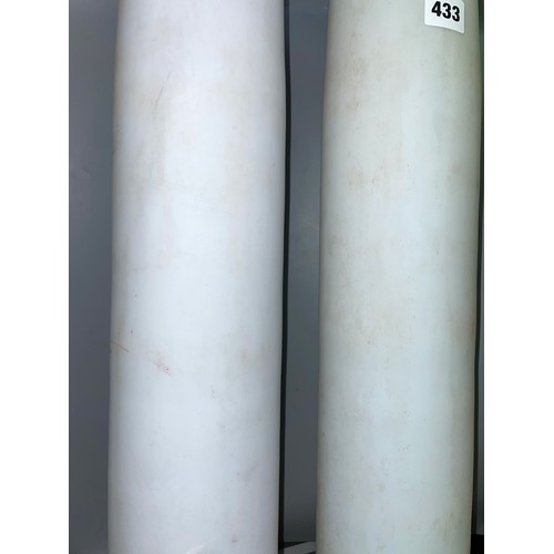 433 - PAIR OF SLENDER OPAQUE TAPERED GLASS LAMP SHADES