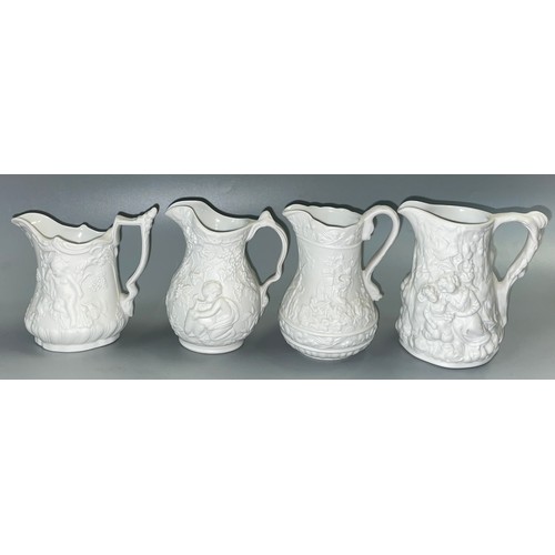 340 - FOUR PORT MERRION PARIAN WARE BAS RELIEF JUGS