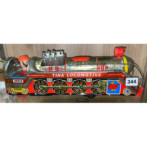 344 - TINA TOYS TIN PLATE LOCOMOTIVE