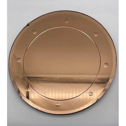 590 - ROSE GOLD TINTED ART DECO CIRCULAR MIRROR