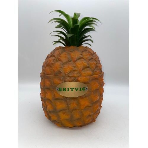 566 - RETRO BRITVIC PLASTIC PINEAPPLE ICE BUCKET AND COVER