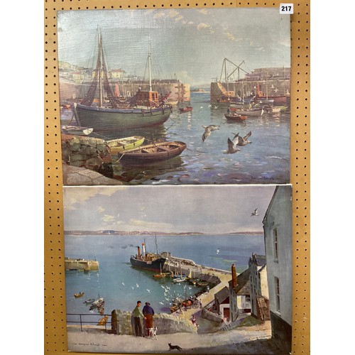 217 - TWO VERNON WARD PRINTS ON CANVAS'S COASTAL HARBOURS