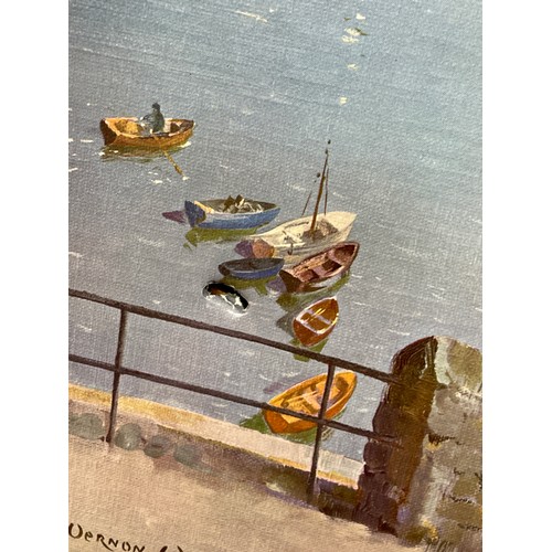 217 - TWO VERNON WARD PRINTS ON CANVAS'S COASTAL HARBOURS