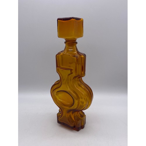 539 - AMBER GLASS “EMMA” DECANTER BY HELENA TYNELL