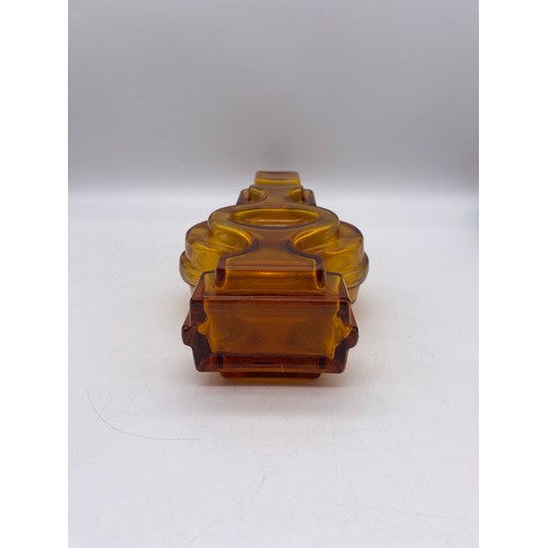 539 - AMBER GLASS “EMMA” DECANTER BY HELENA TYNELL