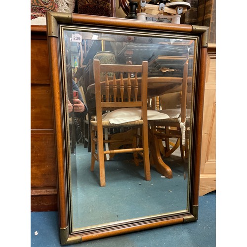 239 - BRASS AND WOODEN FRAMED MIRROR