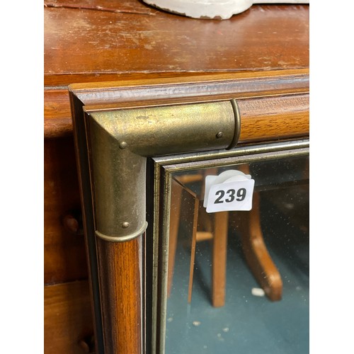 239 - BRASS AND WOODEN FRAMED MIRROR