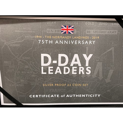 616 - CASED 75TH ANNIVERSARY D DAY LEADERS SILVER PROOF £2 COIN SET