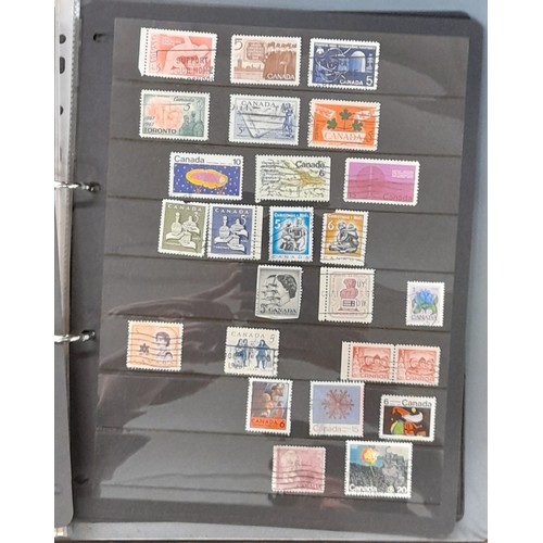 507 - ALBUMS OF WORLD AND COMMONWEALTH COLONY POSTAGE STAMPS AND SHOE BOX OF CARDS OF STAMPS