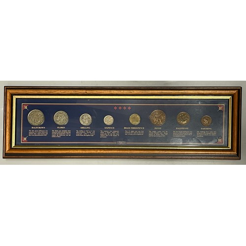 627 - STERLING COLLECTION OF MOUNTED AND FRAMED BRITISH PRE DECIMAL COINS