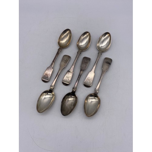 464 - SET OF SIX EXETER GEORGIAN SILVER TEASPOONS 6.1OZ APPROX