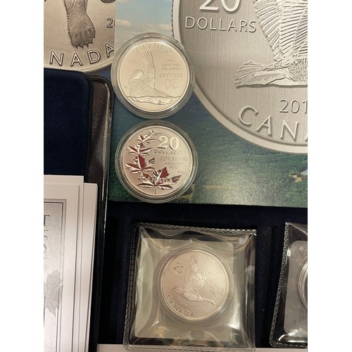 633 - WESTMINSTER MINT ROYAL CANADIAN SILVER $20 COINS X FIVE WITH CERTIFICATES