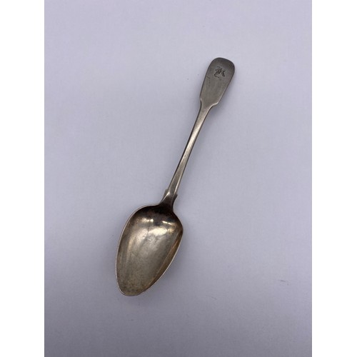 465 - FIVE GEORGIAN EXETER SILVER TEASPOONS AND ONE LONDON TEASPOON 3.1OZ APPROX