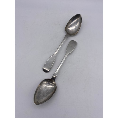 467 - PAIR OF GEORGIAN SILVER TABLE SPOONS 4OZ APPROX