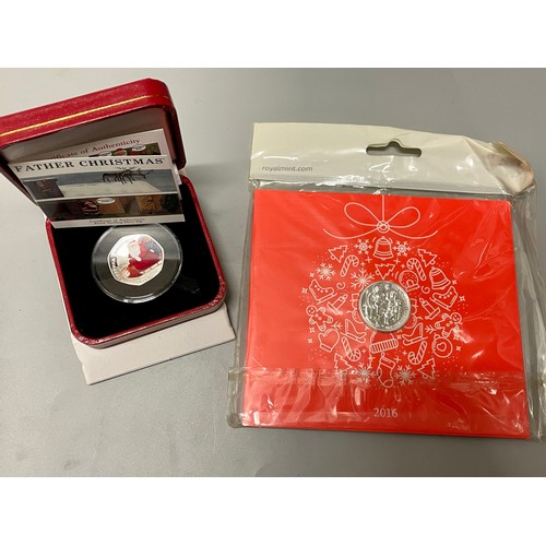 632 - CASED POBJOY MINT PROOF STERLING SILVER 50P COIN AND THE ROYAL MINT 2016 UK £20 FINE SILVER COIN