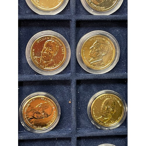 629 - WESTMINSTER MINT GOLD PLATED PRESIDENTIAL ONE DOLLAR COLLECTION (ONE MISSING) WITH CERTIFICATIONS