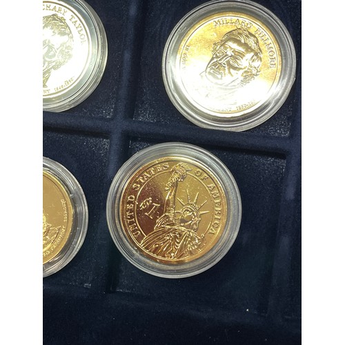 629 - WESTMINSTER MINT GOLD PLATED PRESIDENTIAL ONE DOLLAR COLLECTION (ONE MISSING) WITH CERTIFICATIONS