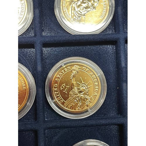 629 - WESTMINSTER MINT GOLD PLATED PRESIDENTIAL ONE DOLLAR COLLECTION (ONE MISSING) WITH CERTIFICATIONS