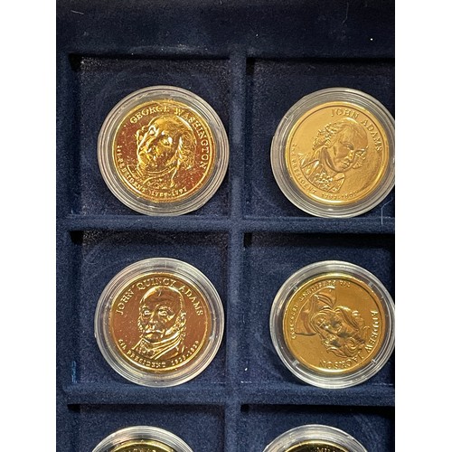 629 - WESTMINSTER MINT GOLD PLATED PRESIDENTIAL ONE DOLLAR COLLECTION (ONE MISSING) WITH CERTIFICATIONS