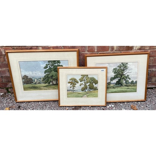 220 - GEORGE COOPER FL 1920-1940 RBSA WATER COLOURS LANDSCAPE NEAR BROADWAY, AND ONE OTHER