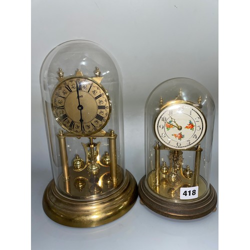 453 - SCHATZ ANNIVERSARY TYPE DOME CLOCK AND ONE SMALLER EXAMPLE