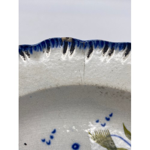 540 - DUTCH TIN GLAZED EARTHENWARE PLATE A/F