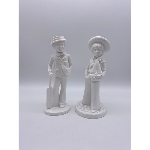 548 - PAIR OF SPODE BLANC DE CHINE BATSMAN AND EDWARD FIGURES DESIGNED BY PAULINE SHONE