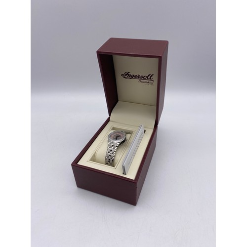 574 - BOXED LADIES INGERSOLL DIAMOND SERIES PLATED WRISTWATCH