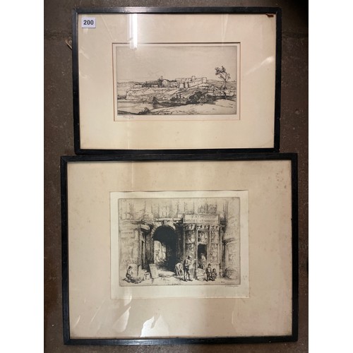 200 - ETCHING SIGNED IN PENCIL S. TUSHINGHAM AND AN ETCHING OF VILLENEUVE BY OLIVER HALL