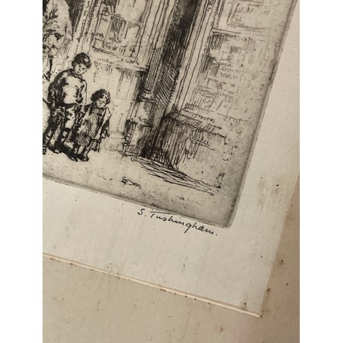 200 - ETCHING SIGNED IN PENCIL S. TUSHINGHAM AND AN ETCHING OF VILLENEUVE BY OLIVER HALL