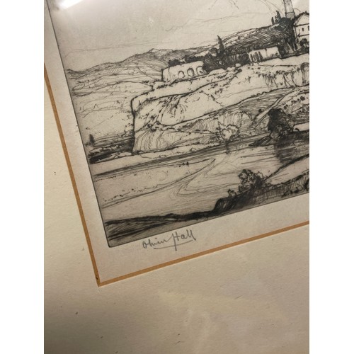 200 - ETCHING SIGNED IN PENCIL S. TUSHINGHAM AND AN ETCHING OF VILLENEUVE BY OLIVER HALL