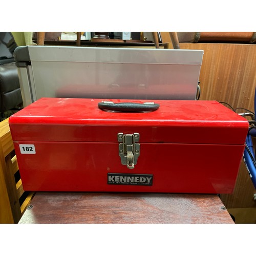 182 - KENNEDY RED METAL HEAVY DUTY TOOL BOX WITH CONTENTS