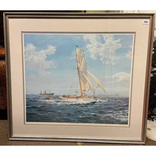 195 - LIMITED EDITION NAUTICAL PRINT BY A. DANIELS 32/500 SIGNED IN PENCIL ENTITLED FLOOD TIDE