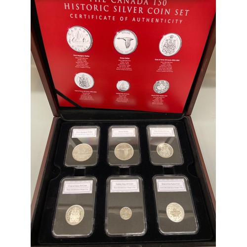 601 - CASED THE CANADA 150 HISTORIC SILVER COIN SET WITH CERTIFICATE