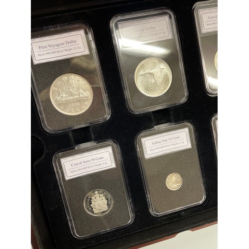 601 - CASED THE CANADA 150 HISTORIC SILVER COIN SET WITH CERTIFICATE