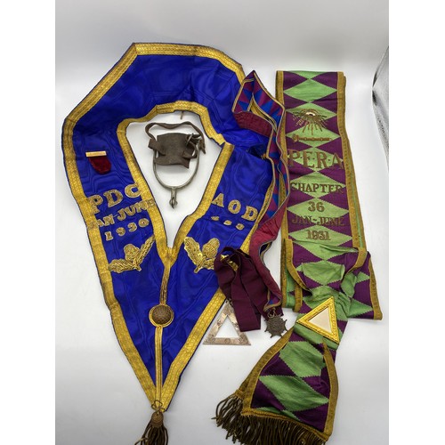 494 - ANCIENT ORDER OF THE DRUIDS STONE HENGE LODGE L.E BIRD GRAND LODGE OF ENGLAND SASH WITH METAL MEDALL... 