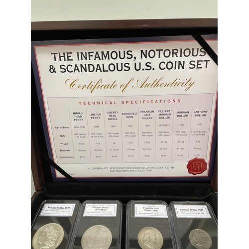 602 - CASED THE INFAMOUS, NOTORIOUS, AND SCANDALOUS US COIN SET WITH CERTIFICATE OF AUTHENTICITY SILVER AN... 